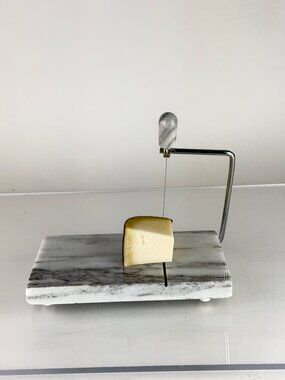 Vintage Grey & White Marble Cheese Slicer Board with Replacement Wire